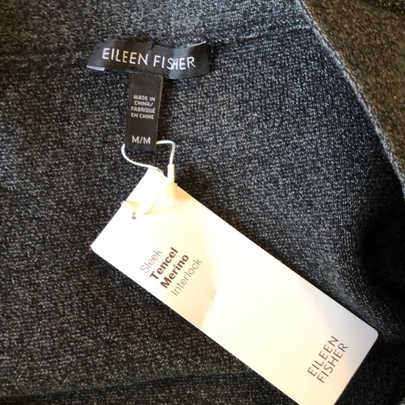 EILEEN FISHER Size Medium Stretch PullOn Wool Soandex Charcoal Gray $238 NEW - Picture 7 of 10
